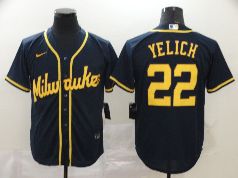 Men Milwaukee Brewers #22 Yelich Blue Nike Game MLB Jerseys->new york yankees->MLB Jersey